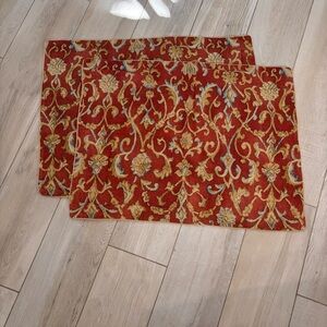 RALPH LAUREN Set Of 2 ISLA MENORCA Red Scroll Standard Pillow Shams 20" x 28”